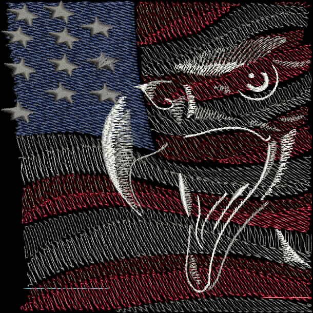 BFC2076 Large Patriotic Eagle on Black
