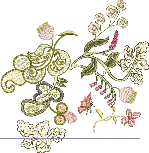 BFC2142 Jacobean Embroidered Quilt with Pattern