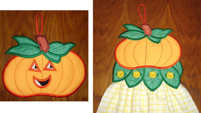 CCQ0215 - Pumpkin Fun Towel Topper and Ornament