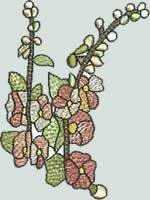 BFC0914 Stained Glass- Hollyhock Triptych