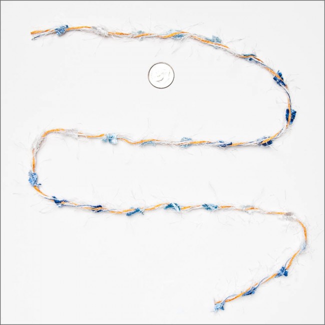 Light and Dark Blue, Orange and White Puffs with Eyelash