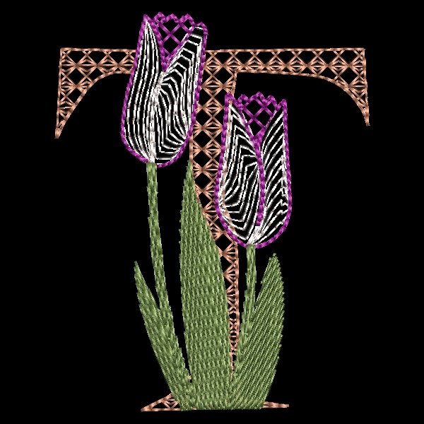 BFC31853 Spring Flowers Alphabet T