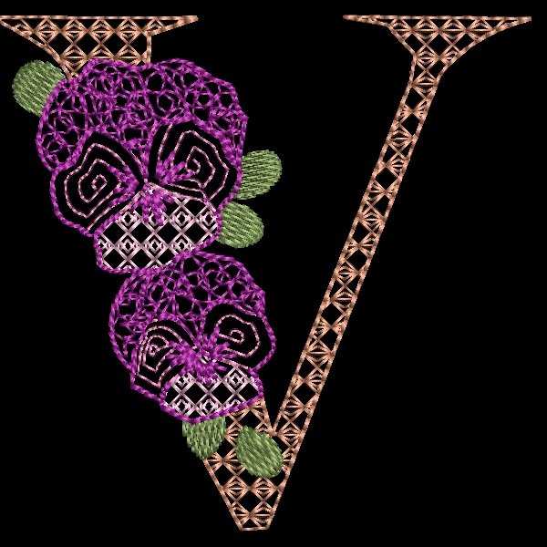 BFC31855 Spring Flowers Alphabet V