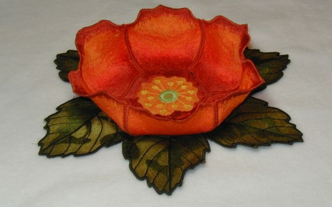 BFC0185 Lace Bowl & Doily - Wild Rose