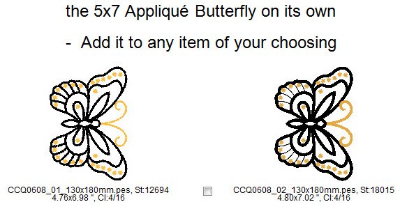 CCQ0608 - Butterfly Applique  and Mug Rug