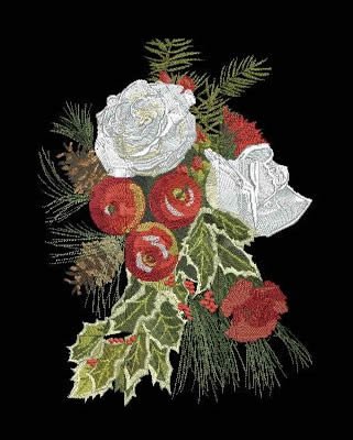 BFC0647 Window-Holly and White Roses