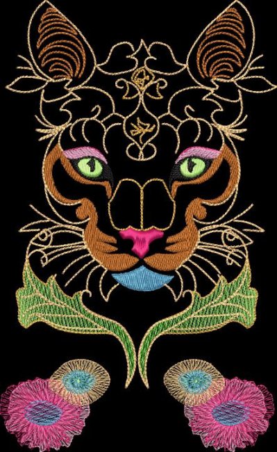 BFC2143 Brightly Embellished Cat with Flowers