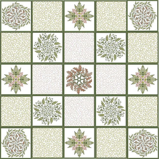 BFC1925 QIH or Reg Leafy Quilt Squares