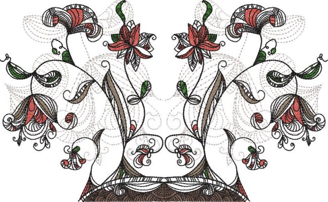 BFC1898 Jacobean in Red and Black