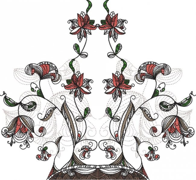 BFC1898 Jacobean in Red and Black