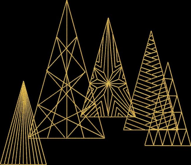 BFC1878 Golden Christmas Trees